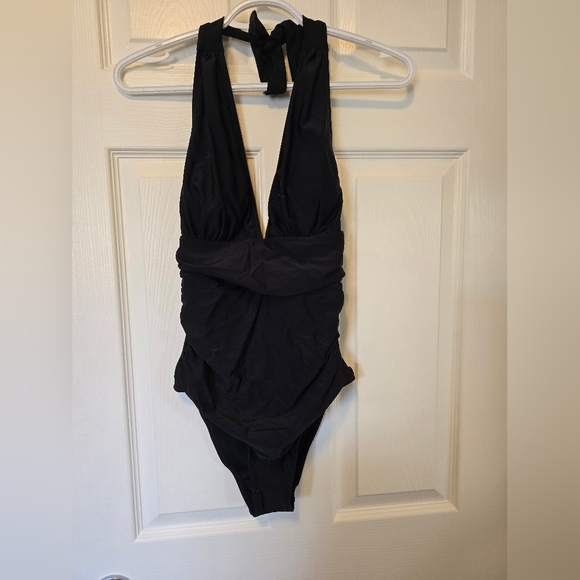 NWT Elegant Black Halter One-Piece Swimsuit - Picture 3 of 5